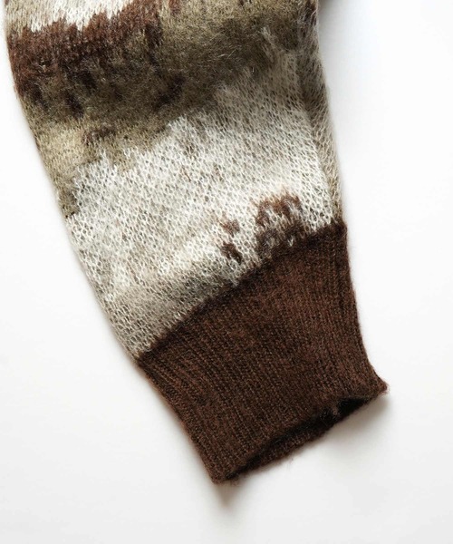 Confirm(コンファーム)の「モヘアライク ルーズシルエット グラデーション アブストラクト煙柄ジャガード シャギープルオーバーニット【Confirm】(ニット/セーター・メンズ・グリーン/ブラウン/ブラック/グレー/ミント・M/L)」の11枚目の写真