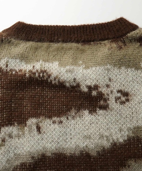 Confirm(コンファーム)の「モヘアライク ルーズシルエット グラデーション アブストラクト煙柄ジャガード シャギープルオーバーニット【Confirm】(ニット/セーター・メンズ・グリーン/ブラウン/ブラック/グレー/ミント・M/L)」の14枚目の写真