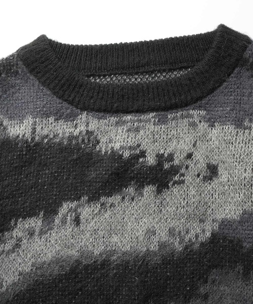 Confirm(コンファーム)の「モヘアライク ルーズシルエット グラデーション アブストラクト煙柄ジャガード シャギープルオーバーニット【Confirm】(ニット/セーター・メンズ・グリーン/ブラウン/ブラック/グレー/ミント・M/L)」の6枚目の写真