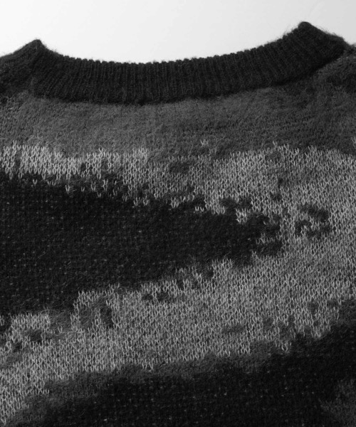 Confirm(コンファーム)の「モヘアライク ルーズシルエット グラデーション アブストラクト煙柄ジャガード シャギープルオーバーニット【Confirm】(ニット/セーター・メンズ・グリーン/ブラウン/ブラック/グレー/ミント・M/L)」の12枚目の写真