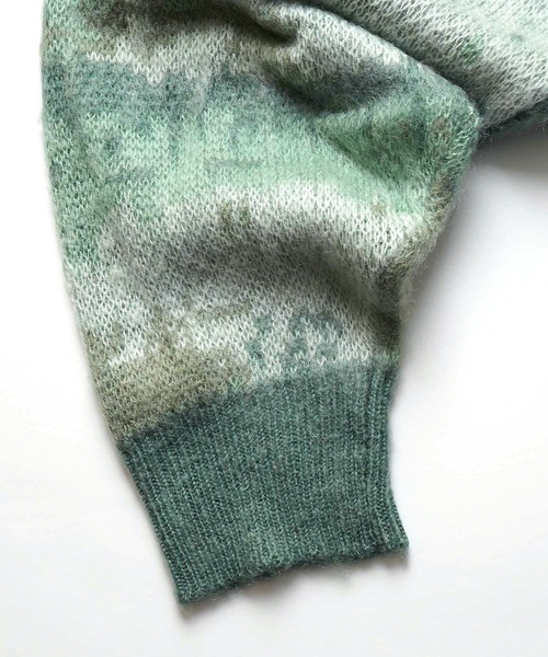 Confirm(コンファーム)の「モヘアライク ルーズシルエット グラデーション アブストラクト煙柄ジャガード シャギープルオーバーニット【Confirm】(ニット/セーター・メンズ・グリーン/ブラウン/ブラック/グレー/ミント・M/L)」の13枚目の写真