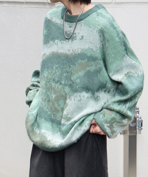 モヘアライク ルーズシルエット グラデーション アブストラクト
