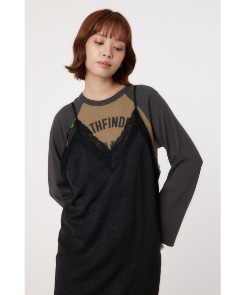 RODEO CROWNS WIDE BOWL（ロデオクラウンズワイドボウル）の「サテンレースキャミワンピース（ワンピース・レディース・グレー/ブラック/オレンジ・FREE）」の7枚目の写真