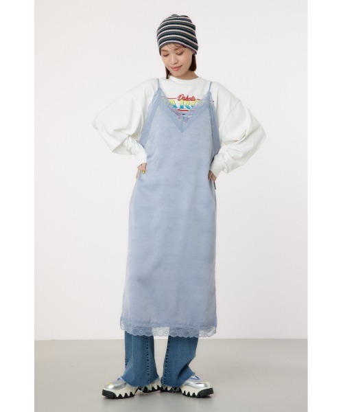 RODEO CROWNS WIDE BOWL（ロデオクラウンズワイドボウル）の「サテンレースキャミワンピース（ワンピース・レディース・グレー/ブラック/オレンジ・FREE）」の12枚目の写真