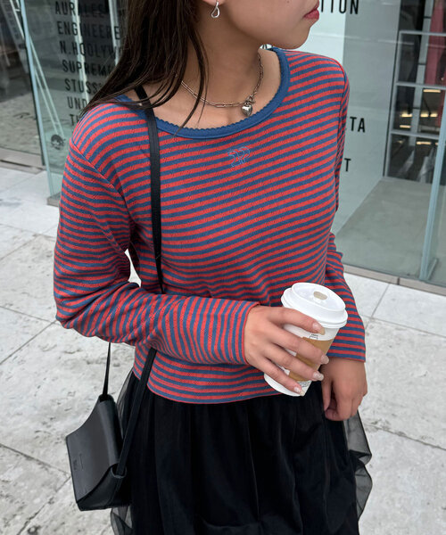 CIAOPANIC（チャオパニック）の「CPロゴピコレーストップス（Tシャツ/カットソー・レディース・ブラック/ブルー/ホワイト/ボルドー/ネイビー・ONE SIZE）」の4枚目の写真