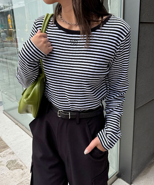 CIAOPANIC（チャオパニック）の「CPロゴピコレーストップス（Tシャツ/カットソー・レディース・ブラック/ブルー/ホワイト/ボルドー/ネイビー・ONE SIZE）」の3枚目の写真