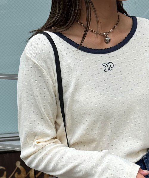 CIAOPANIC（チャオパニック）の「CPロゴピコレーストップス（Tシャツ/カットソー・レディース・ブラック/ブルー/ホワイト/ボルドー/ネイビー・ONE SIZE）」の6枚目の写真