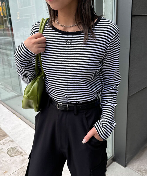 CIAOPANIC（チャオパニック）の「CPロゴピコレーストップス（Tシャツ/カットソー・レディース・ブラック/ブルー/ホワイト/ボルドー/ネイビー・ONE SIZE）」の13枚目の写真