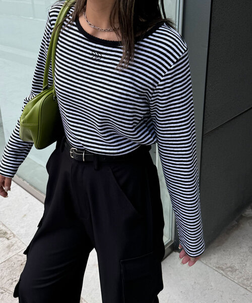 CIAOPANIC（チャオパニック）の「CPロゴピコレーストップス（Tシャツ/カットソー・レディース・ブラック/ブルー/ホワイト/ボルドー/ネイビー・ONE SIZE）」の14枚目の写真