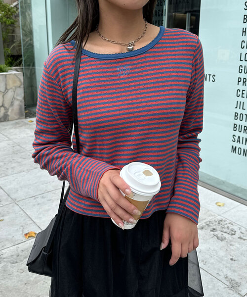 CIAOPANIC（チャオパニック）の「CPロゴピコレーストップス（Tシャツ/カットソー・レディース・ブラック/ブルー/ホワイト/ボルドー/ネイビー・ONE SIZE）」の20枚目の写真