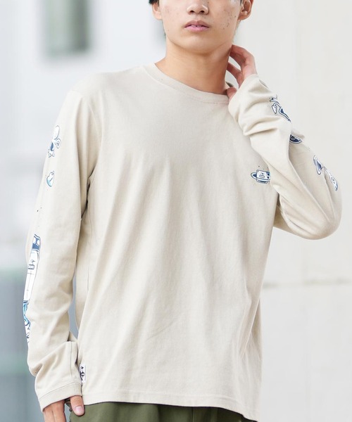 CHUMS(チャムス)の「CHUMS/チャムス ロンT/長袖ティシャツ/カットソー 袖プリント CH01-2454(Tシャツ/カットソー・メンズ・ライトブルー/グレイッシュベージュ/ブラック/ホワイト・M/L/XL)」の3枚目の写真
