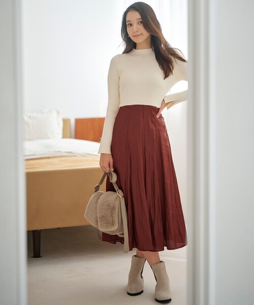 【セール】【洗える】オーロラサテンコンビ ワンピース（ワンピース）｜any SiS（エニィスィス）