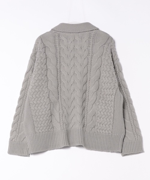 【セール】SALOON(サルーン)/ケーブルZIPニットカーディガン【手洗い可】ジップアップ（カーディガン/ボレロ）｜saloon（サルーン）