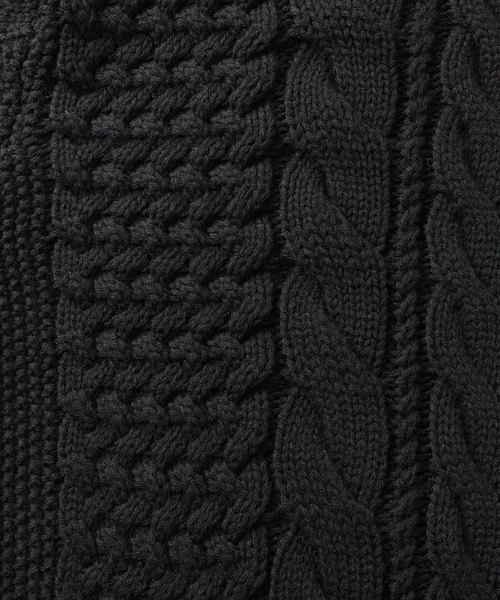 【セール】SALOON(サルーン)/ケーブルZIPニットカーディガン【手洗い可】ジップアップ（カーディガン/ボレロ）｜saloon（サルーン）