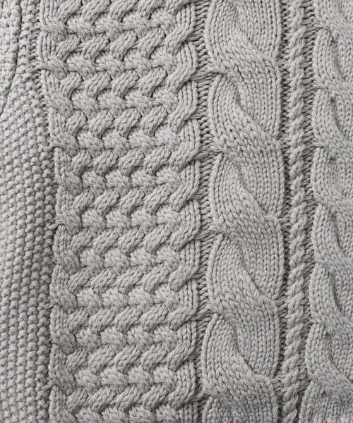 【セール】SALOON(サルーン)/ケーブルZIPニットカーディガン【手洗い可】ジップアップ（カーディガン/ボレロ）｜saloon（サルーン）