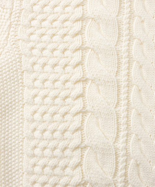 【セール】SALOON(サルーン)/ケーブルZIPニットカーディガン【手洗い可】ジップアップ（カーディガン/ボレロ）｜saloon（サルーン）