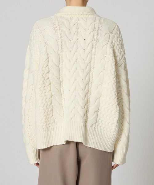 【セール】SALOON(サルーン)/ケーブルZIPニットカーディガン【手洗い可】ジップアップ（カーディガン/ボレロ）｜saloon（サルーン）