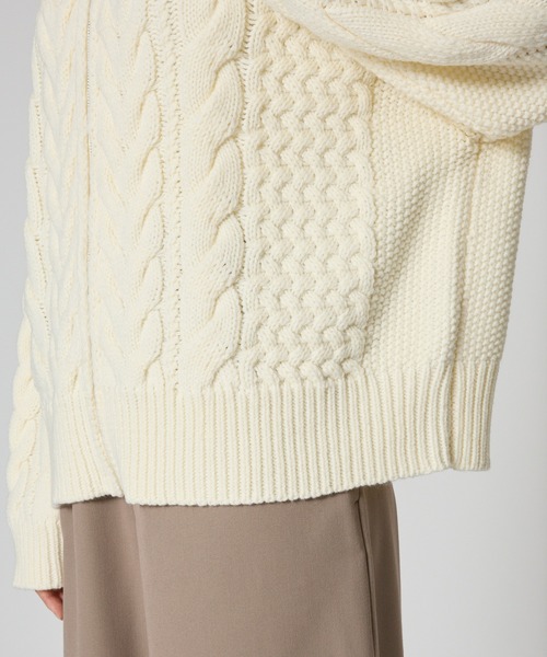 【セール】SALOON(サルーン)/ケーブルZIPニットカーディガン【手洗い可】ジップアップ（カーディガン/ボレロ）｜saloon（サルーン）