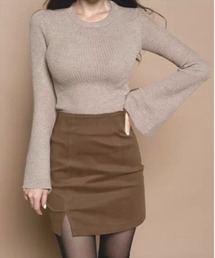 COMON＋（コモンプラス）の「肌触りの良いウールライクハイウエストスリット入りタイトミニスカート（スカート）」