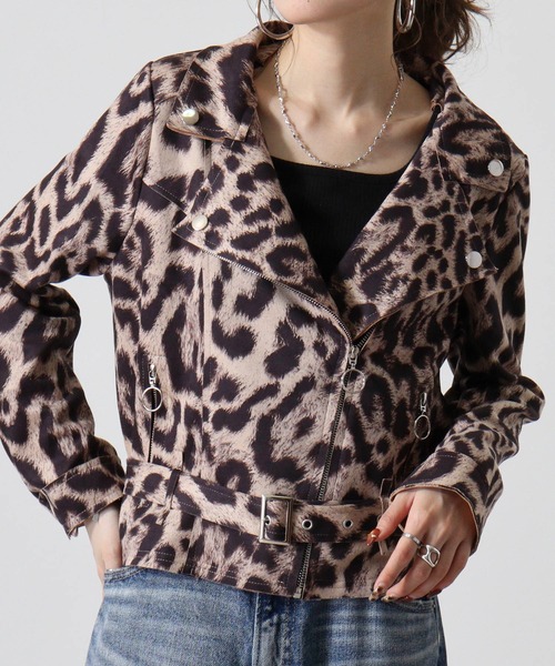 【セール】je crois soi ヒョウ柄プリントライダースジャケット（ライダースジャケット）｜FUNALIVE（ファンアライブ）