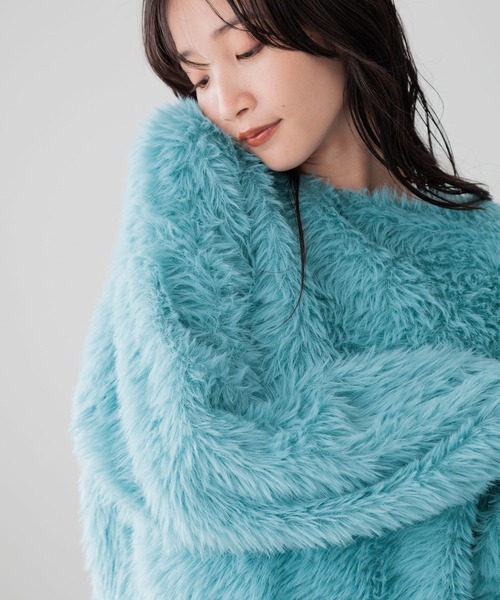 LOWRYS FARM（ローリーズファーム）の「シャギープルオーバーLS　240805（ニット/セーター・レディース・ブラック/アイボリー/オレンジ/ブルー・FREE）」の21枚目の写真