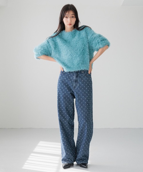 LOWRYS FARM（ローリーズファーム）の「シャギープルオーバーLS　240805（ニット/セーター・レディース・ブラック/アイボリー/オレンジ/ブルー・FREE）」の15枚目の写真