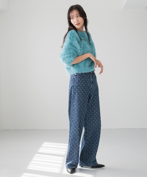 LOWRYS FARM（ローリーズファーム）の「シャギープルオーバーLS　240805（ニット/セーター・レディース・ブラック/アイボリー/オレンジ/ブルー・FREE）」の17枚目の写真