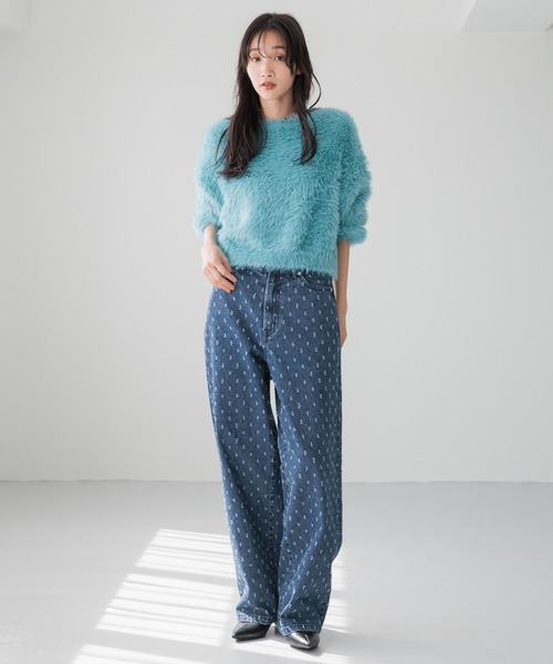 LOWRYS FARM（ローリーズファーム）の「シャギープルオーバーLS　240805（ニット/セーター・レディース・ブラック/アイボリー/オレンジ/ブルー・FREE）」の14枚目の写真