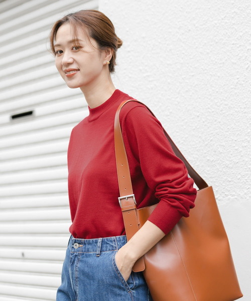 RICHESS ハイネックプルオーバー　RED メローハイネックプルオーバー（差し色） LE SOUK HOLIDAY｜クロス