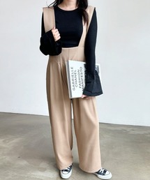 ツイルハイウエストサロペット