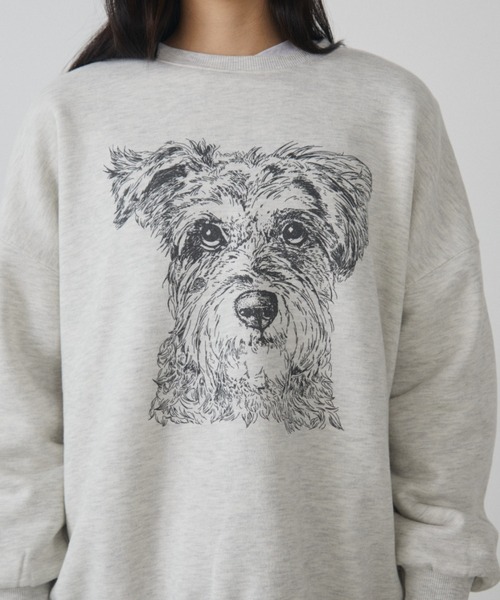 MERLOT（メルロー）の「オーバーサイズラインドッグプリントスウェット（スウェット・レディース・グレー系その他/ホワイト系その他2/ホワイト系その他/グレー系その他2・FREE）」の22枚目の写真