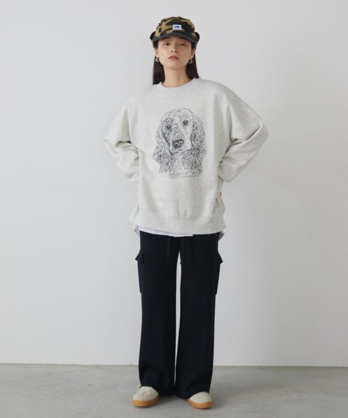 MERLOT（メルロー）の「オーバーサイズラインドッグプリントスウェット（スウェット・レディース・グレー系その他/ホワイト系その他2/ホワイト系その他/グレー系その他2・FREE）」の13枚目の写真