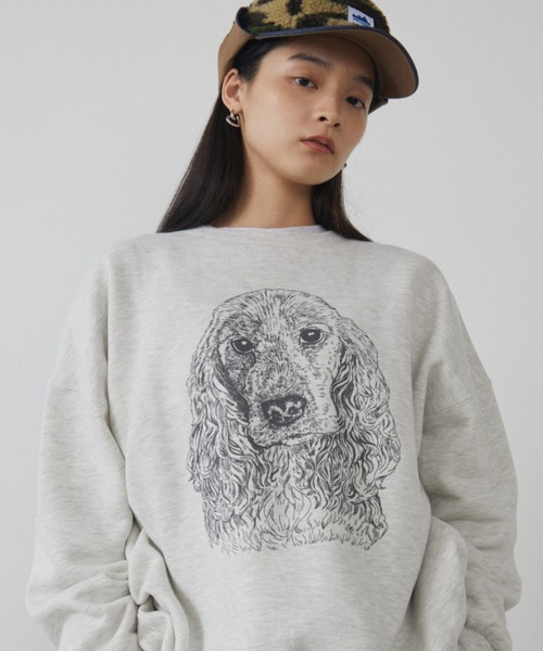 MERLOT（メルロー）の「オーバーサイズラインドッグプリントスウェット（スウェット・レディース・グレー系その他/ホワイト系その他2/ホワイト系その他/グレー系その他2・FREE）」の8枚目の写真