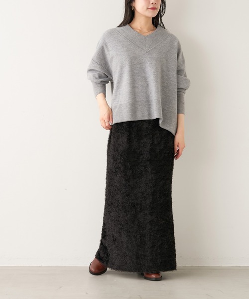 MICA&DEALボイルウールVネックニットワンピース