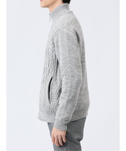 【セール】m.f.エディトリアル メンズ ストレッチ ハンドウォッシャブル 裏地付き 編地切替 ニットアウター（カーディガン/ボレロ）｜m.f.editorial（エムエフエディトリアル）