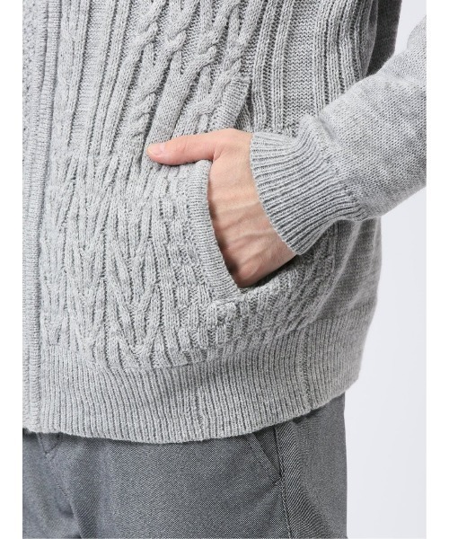 【セール】m.f.エディトリアル メンズ ストレッチ ハンドウォッシャブル 裏地付き 編地切替 ニットアウター（カーディガン/ボレロ）｜m.f.editorial（エムエフエディトリアル）