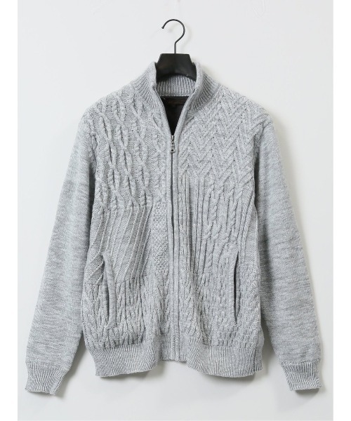 【セール】m.f.エディトリアル メンズ ストレッチ ハンドウォッシャブル 裏地付き 編地切替 ニットアウター（カーディガン/ボレロ）｜m.f.editorial（エムエフエディトリアル）