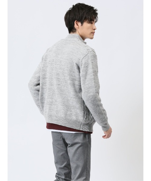 【セール】m.f.エディトリアル メンズ ストレッチ ハンドウォッシャブル 裏地付き 編地切替 ニットアウター（カーディガン/ボレロ）｜m.f.editorial（エムエフエディトリアル）