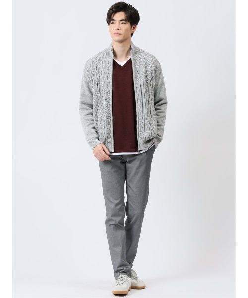 【セール】m.f.エディトリアル メンズ ストレッチ ハンドウォッシャブル 裏地付き 編地切替 ニットアウター（カーディガン/ボレロ）｜m.f.editorial（エムエフエディトリアル）