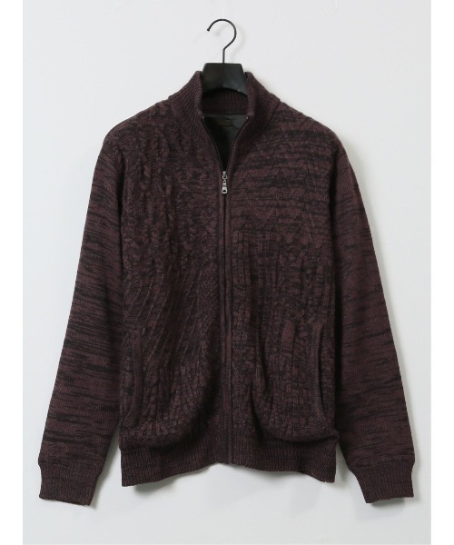 【セール】m.f.エディトリアル メンズ ストレッチ ハンドウォッシャブル 裏地付き 編地切替 ニットアウター（カーディガン/ボレロ）｜m.f.editorial（エムエフエディトリアル）