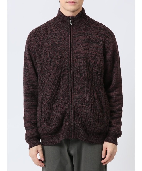 【セール】m.f.エディトリアル メンズ ストレッチ ハンドウォッシャブル 裏地付き 編地切替 ニットアウター（カーディガン/ボレロ）｜m.f.editorial（エムエフエディトリアル）