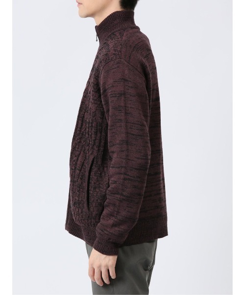 【セール】m.f.エディトリアル メンズ ストレッチ ハンドウォッシャブル 裏地付き 編地切替 ニットアウター（カーディガン/ボレロ）｜m.f.editorial（エムエフエディトリアル）