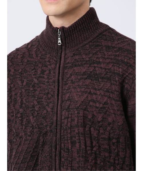 【セール】m.f.エディトリアル メンズ ストレッチ ハンドウォッシャブル 裏地付き 編地切替 ニットアウター（カーディガン/ボレロ）｜m.f.editorial（エムエフエディトリアル）