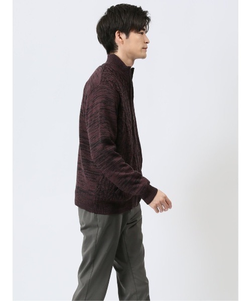 【セール】m.f.エディトリアル メンズ ストレッチ ハンドウォッシャブル 裏地付き 編地切替 ニットアウター（カーディガン/ボレロ）｜m.f.editorial（エムエフエディトリアル）