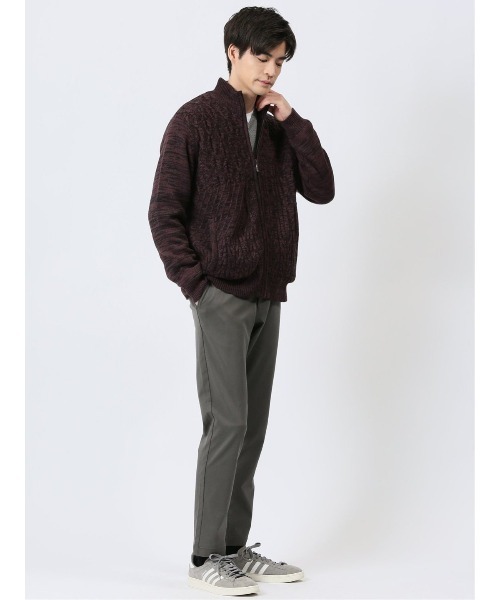 【セール】m.f.エディトリアル メンズ ストレッチ ハンドウォッシャブル 裏地付き 編地切替 ニットアウター（カーディガン/ボレロ）｜m.f.editorial（エムエフエディトリアル）