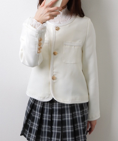 【定価32780円】BEATRICE ツイードノーカラージャケット 楽天市場】ノーカラージャケット ツイードジャケット レディース