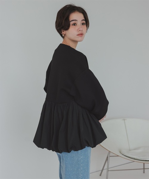 titivate（ティティベイト）の「ドッキングペプラムブルゾン（ブルゾン・レディース・グレイッシュベージュ/ブラック/ライトカーキ・L/M/S）」の6枚目の写真