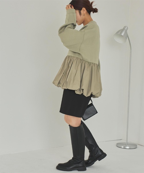 titivate（ティティベイト）の「ドッキングペプラムブルゾン（ブルゾン・レディース・グレイッシュベージュ/ブラック/ライトカーキ・L/M/S）」の22枚目の写真