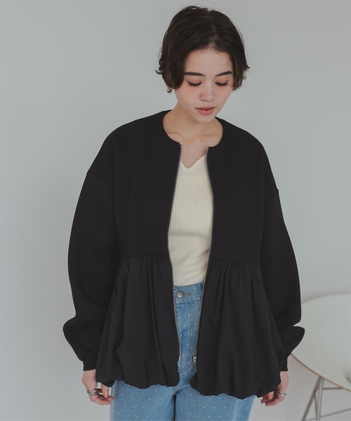 titivate（ティティベイト）の「ドッキングペプラムブルゾン（ブルゾン・レディース・グレイッシュベージュ/ブラック/ライトカーキ・L/M/S）」の11枚目の写真