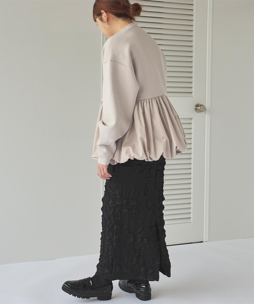 titivate（ティティベイト）の「ドッキングペプラムブルゾン（ブルゾン・レディース・グレイッシュベージュ/ブラック/ライトカーキ・L/M/S）」の15枚目の写真